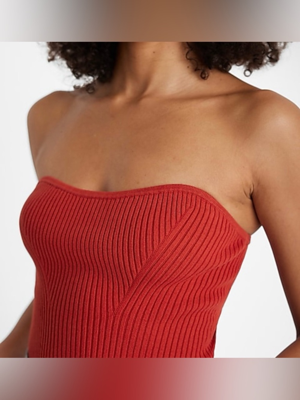Express Red and tan Ribbed Knit Tube Top with Tags